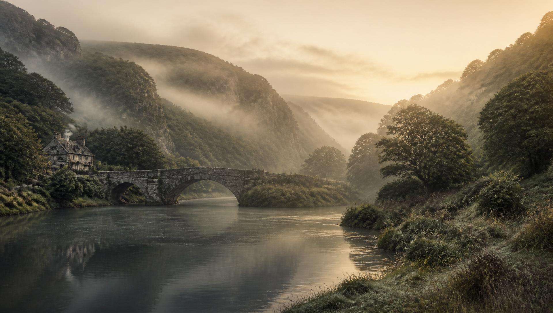 Mist over the River Barrow beneath Brandon Hill